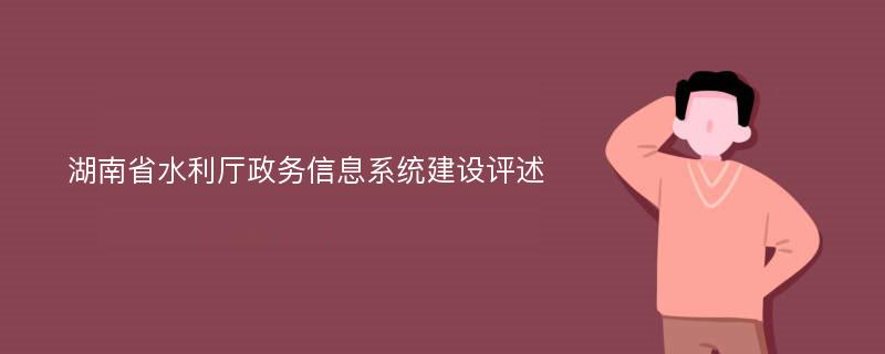 湖南省水利厅政务信息系统建设评述