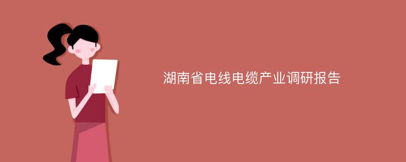 湖南省电线电缆产业调研报告